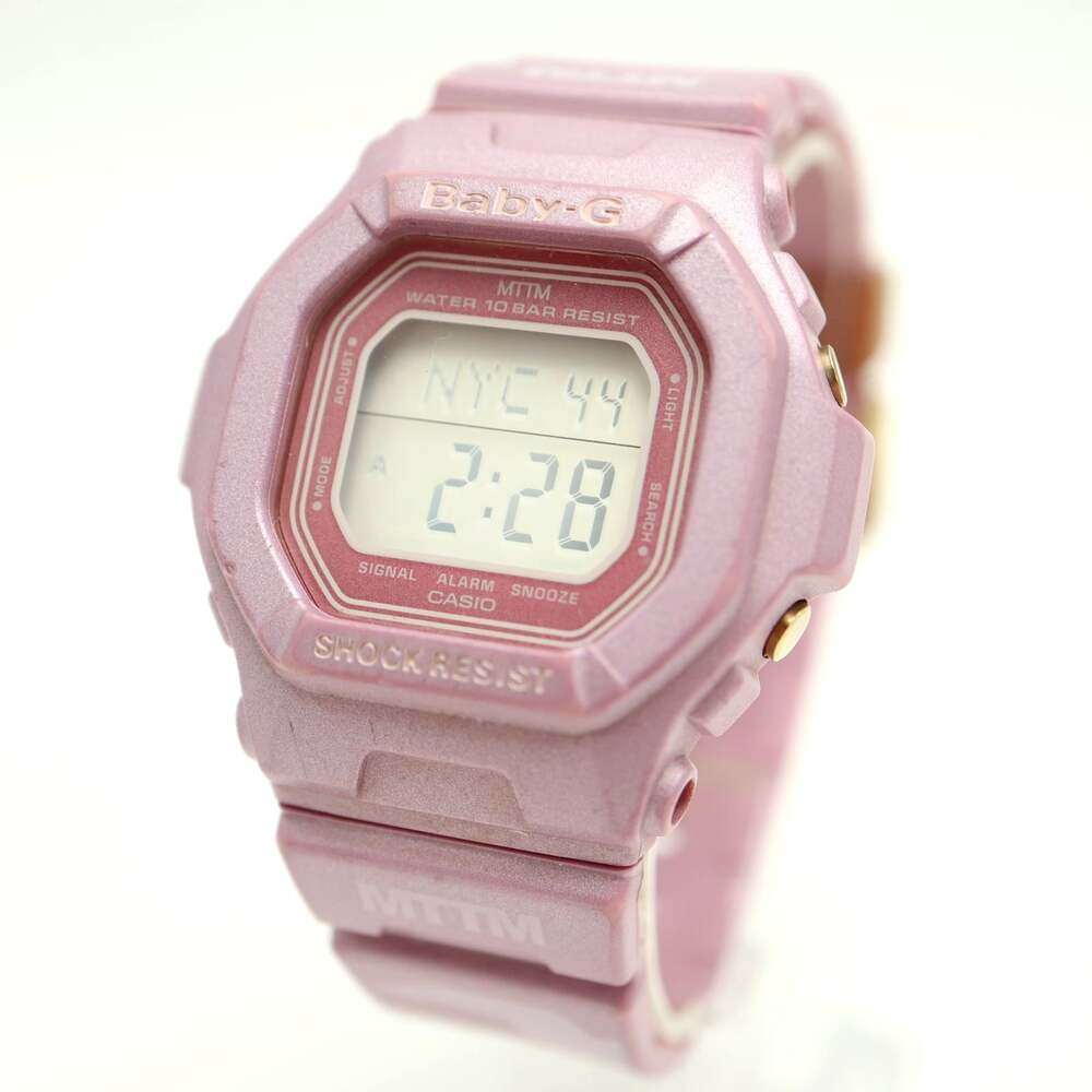 Casio X Married to the Mob Pink Baby G Shock 40mm Watch Limited Ed w New Battery